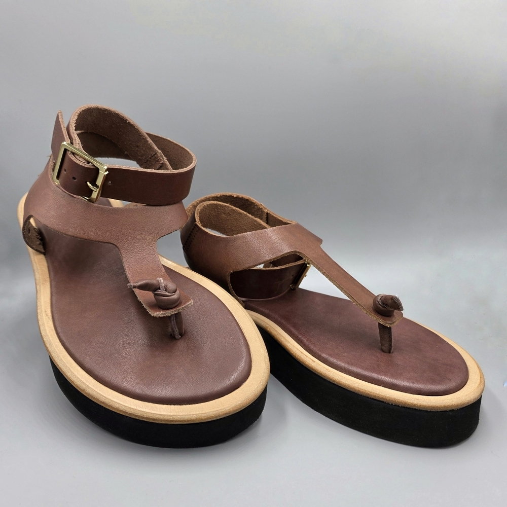 Free People Evie Wrap Leather Sandal NWB Coconut/Shell (Brown/Tan)US Women's 6
